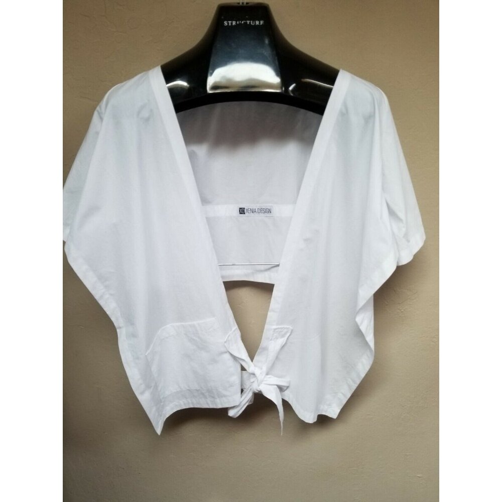New XD Xenia Design Womens Stola Dipa Wrap Front Top Size 36 White Cotton $178